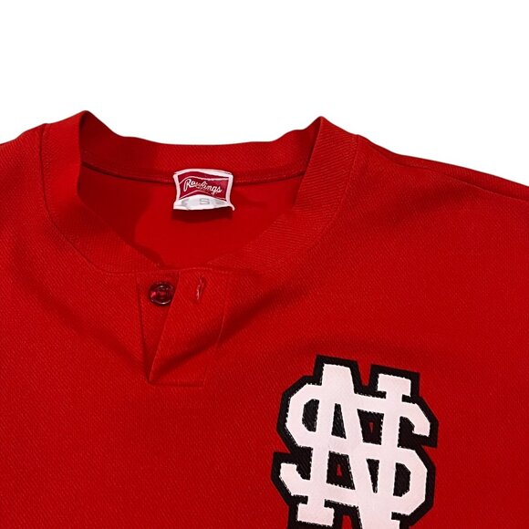 Vintage Rawlings Baseball Shirt Size Adult RJLD Red Short Sleeves #3 Polyester - Picture 3 of 5
